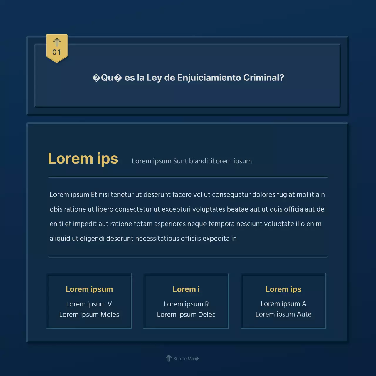 Un sencillo perfil de empresa de bufete de abogados en azul y amarillo