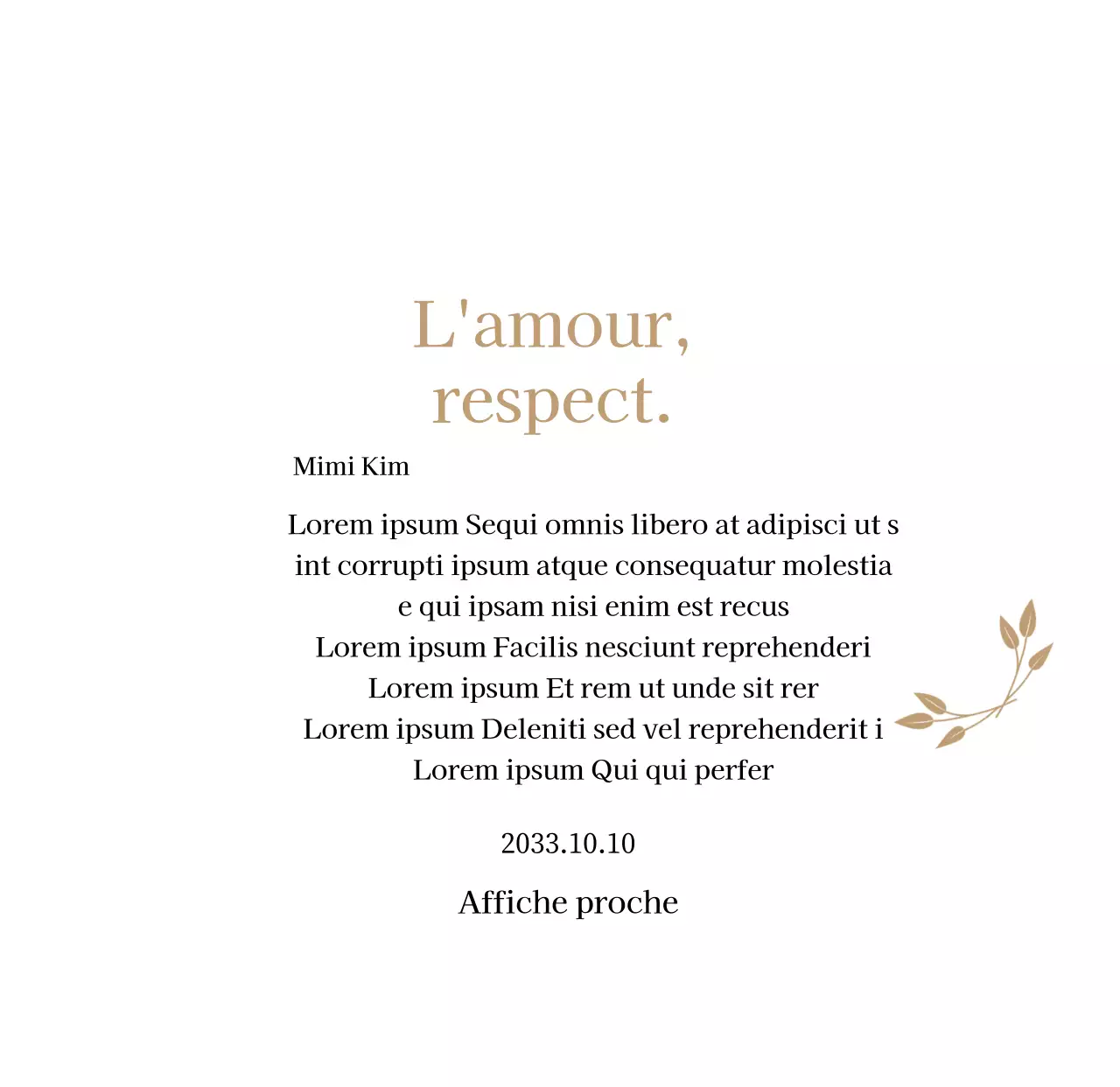 Plaque de remerciement classique avec or et feuilles