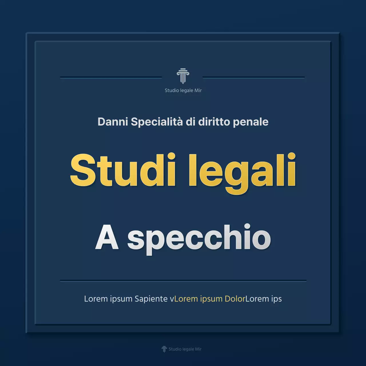 Un semplice profilo aziendale di uno studio legale in blu e giallo