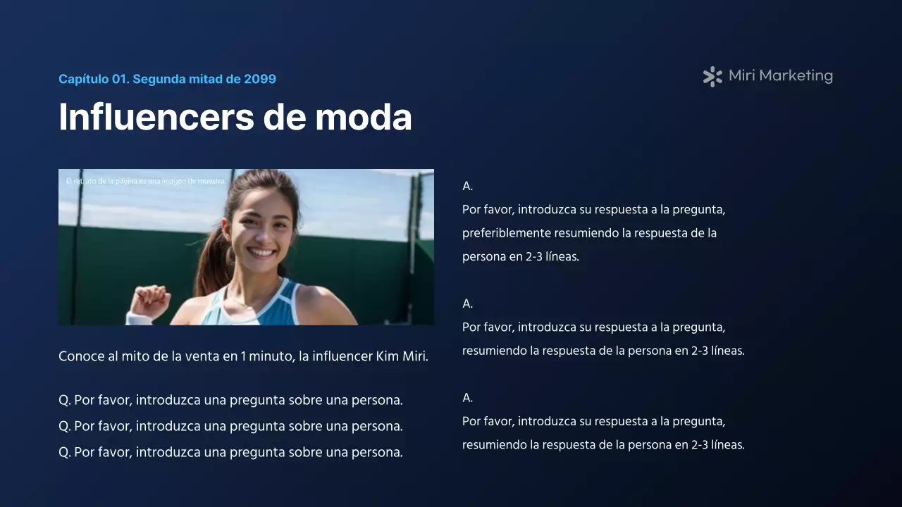 Un moderno informe de marketing en azul marino y blanco