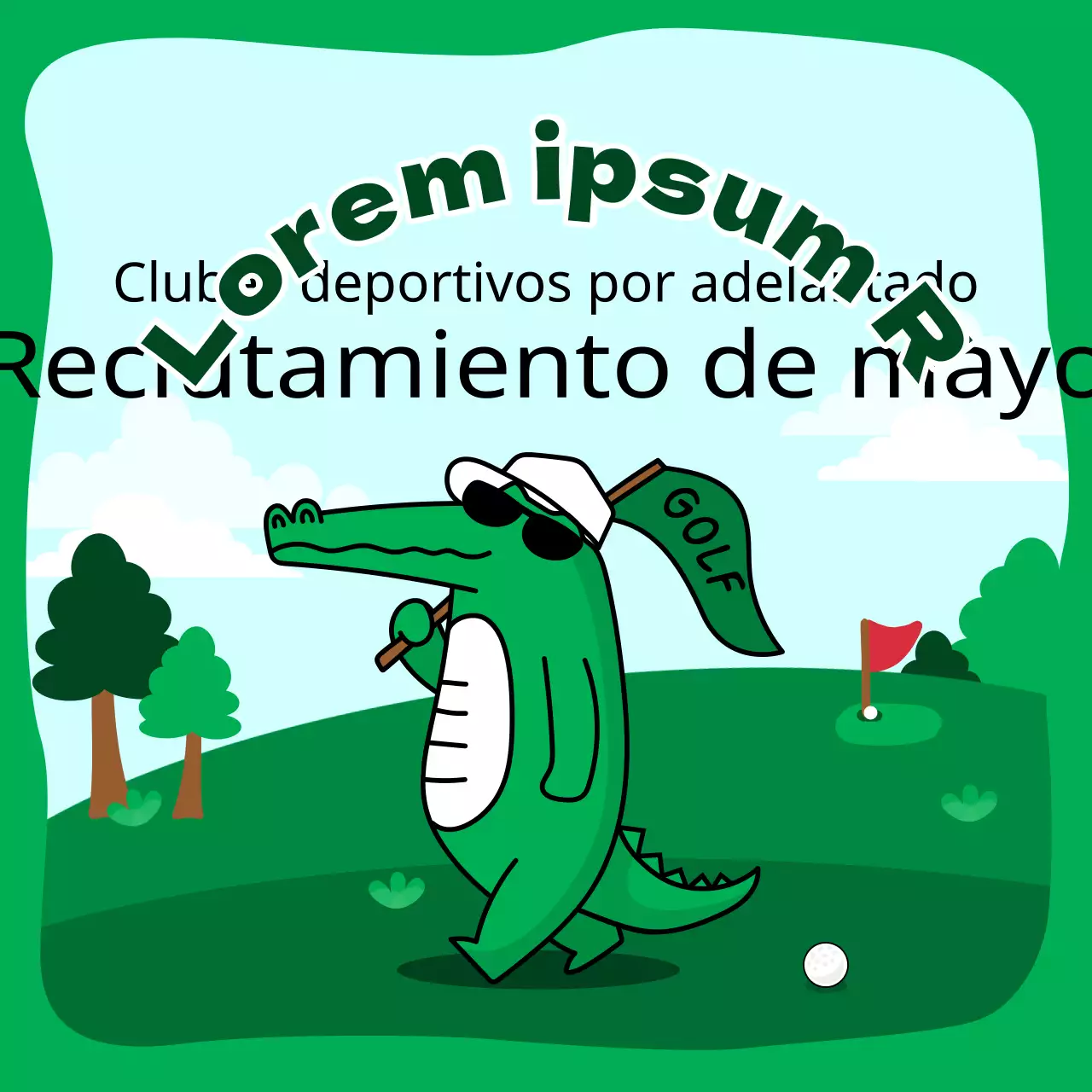 Kitschy anuncio de reclutamiento de club deportivo en verde y azul claro