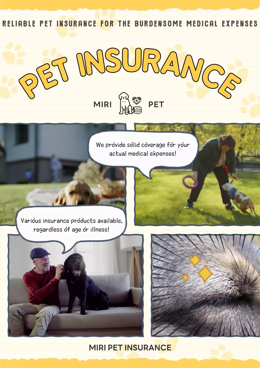 노란색 모던 반려동물 광고 포스터