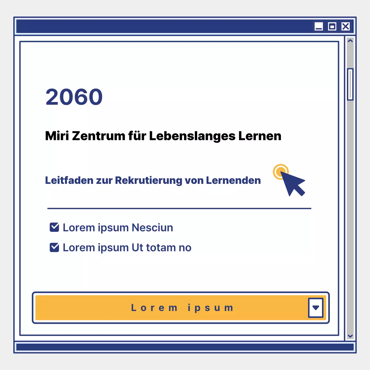 Förderung der Anwerbung von Lernenden durch ein einfaches Lernzentrum in Gelb und Marineblau