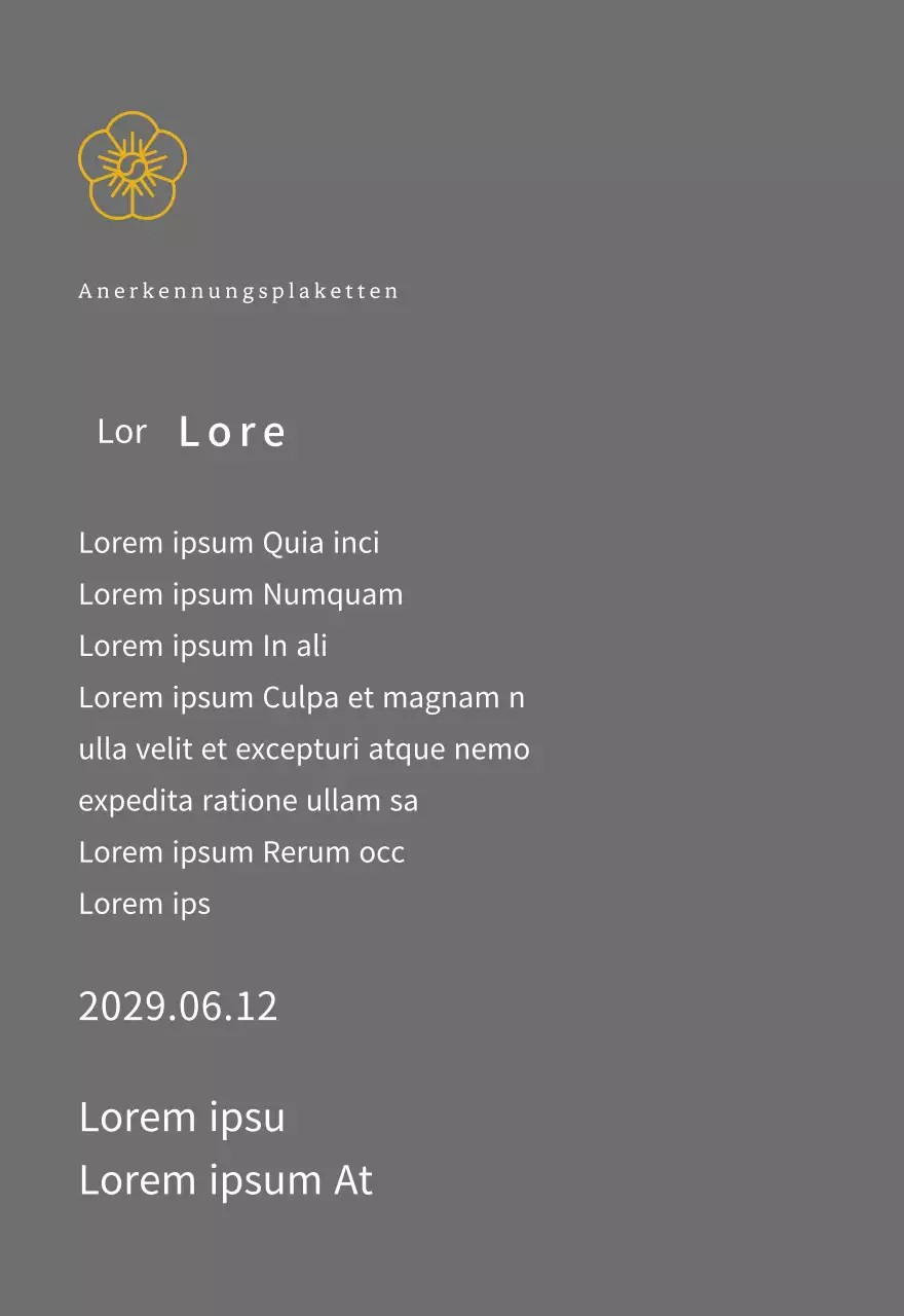 Line Flower's Listing Konzept Dankeschön-Plakette