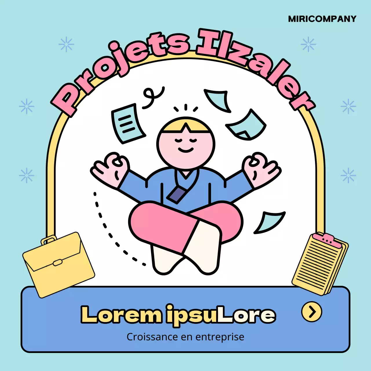 Un guide pour des programmes simples de formation en entreprise en bleu clair et jaune