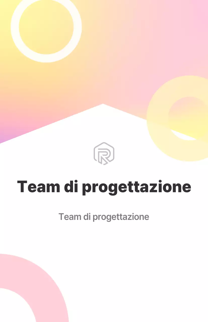 Un cartello di presentazione del reparto di design pulito, bianco e codificato a colori