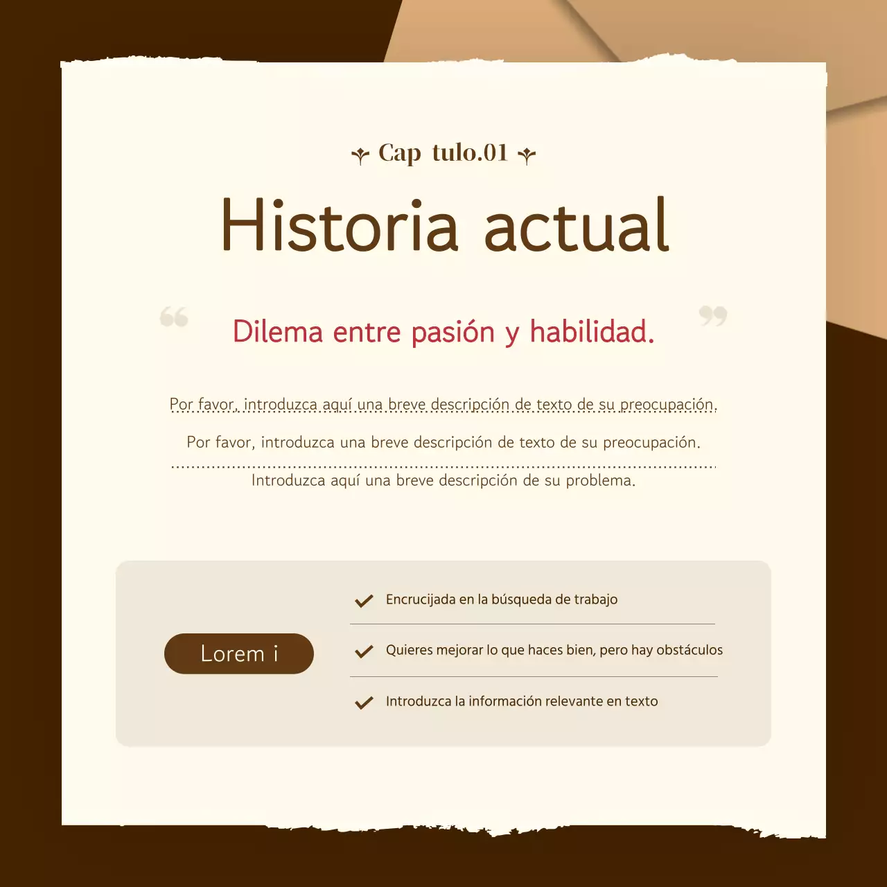 Promover una línea de consejos sencilla, marrón y beige