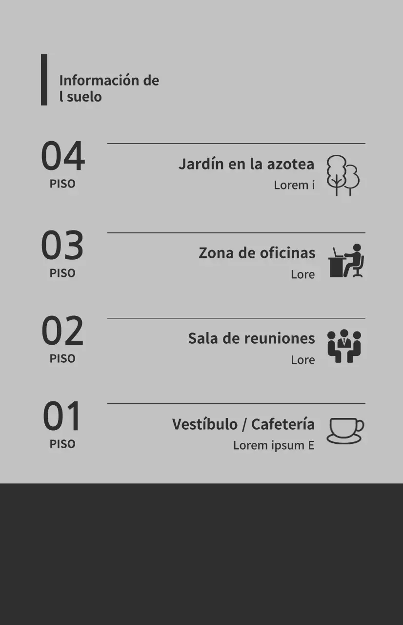 Banderas para ventanas con iconos e instrucciones para el suelo en una combinación de colores gris y gris oscuro