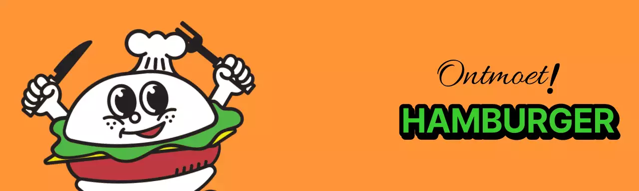 Heathertack's oranje en groene handgemaakte merchandise met hamburgermerken