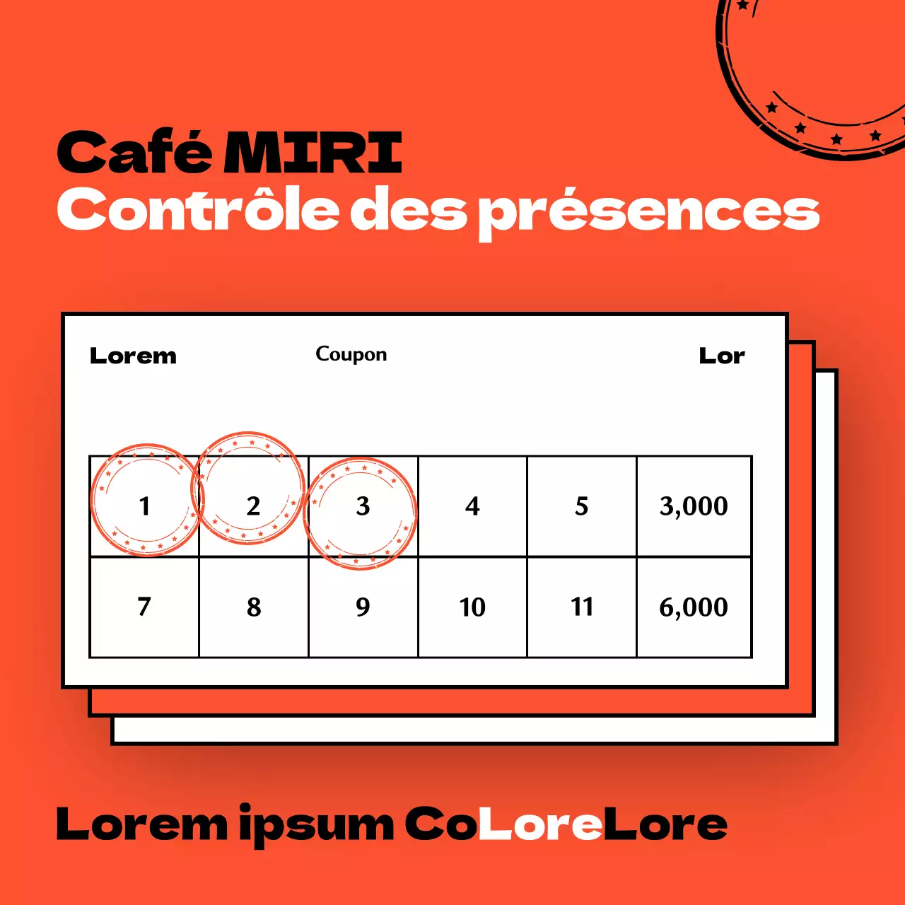 Faites la promotion de votre événement à l'aide d'un simple coupon orange de contrôle de présence