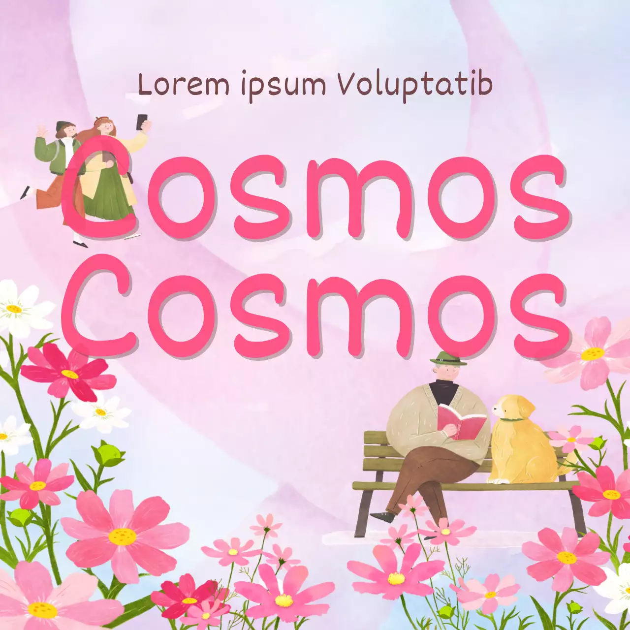 Annuncio di un festival di cosmi alla moda con uno sfondo rosa