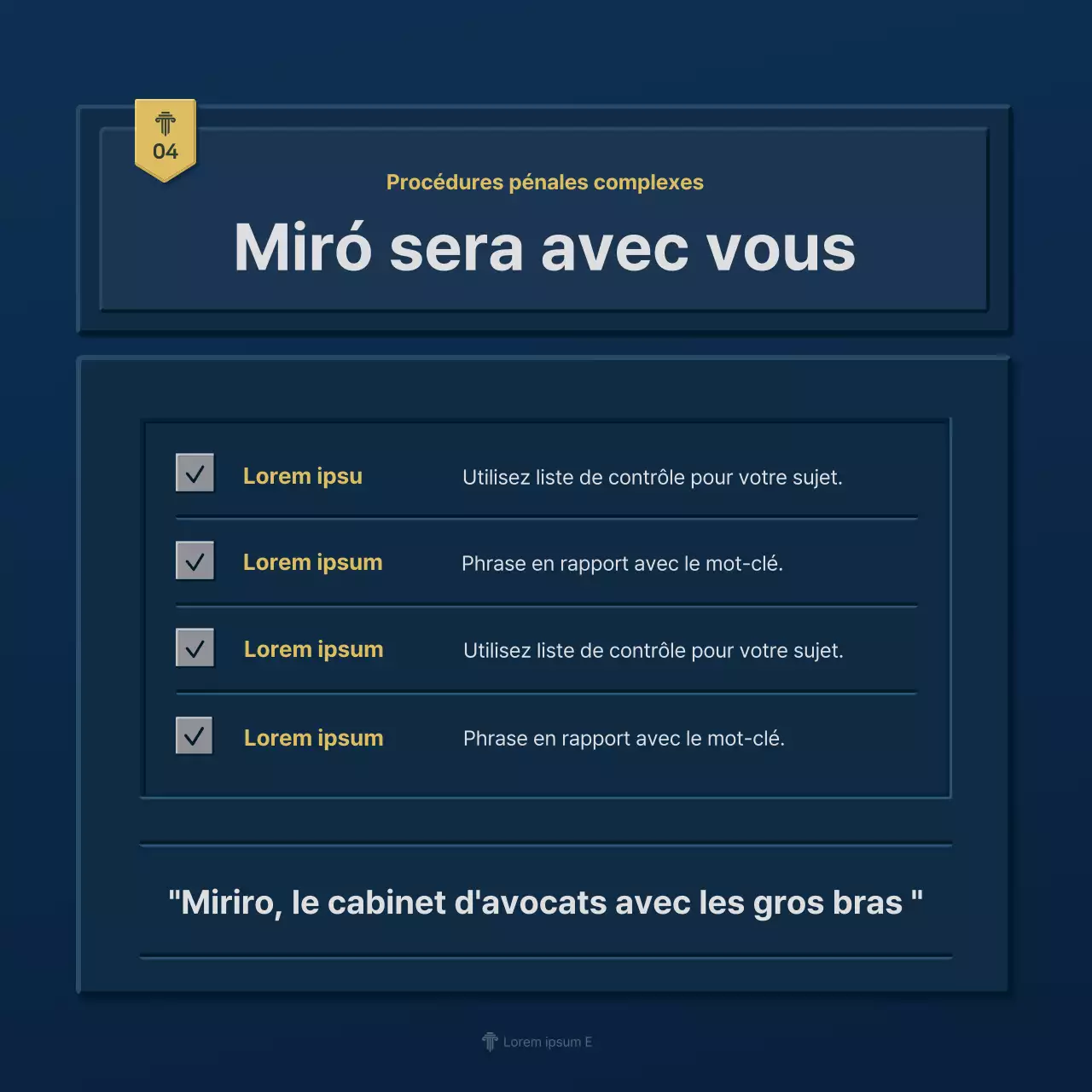 Un simple profil d'entreprise de cabinet d'avocats bleu et jaune
