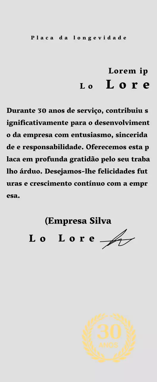 Placa de serviço longo empresarial com conceito de símbolo de louro