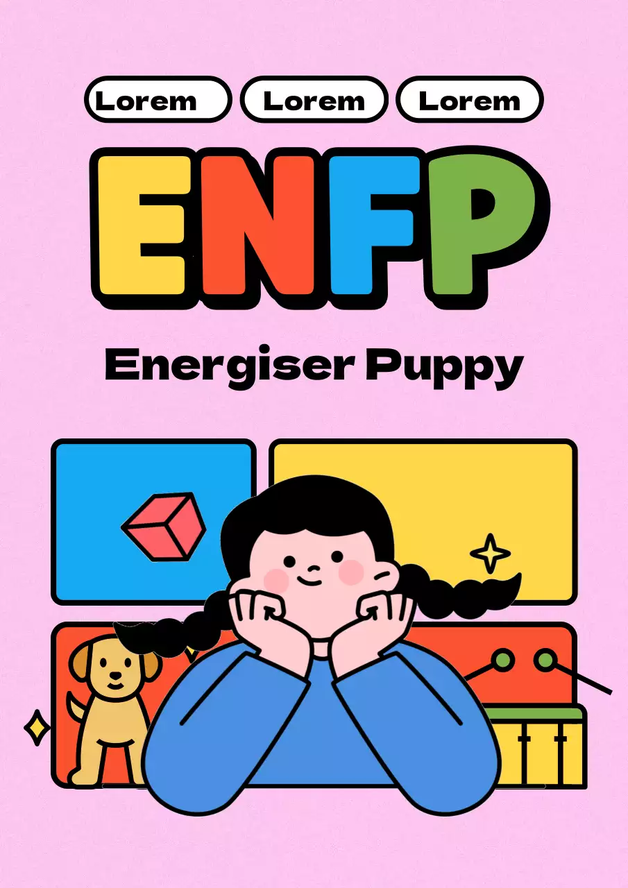 Um anúncio MBTI simples e cor-de-rosa