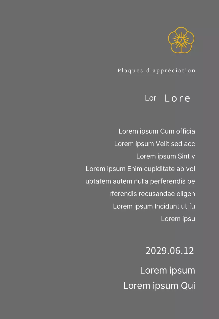 Plaque conceptuelle de récompense avec des fleurs au trait d'or