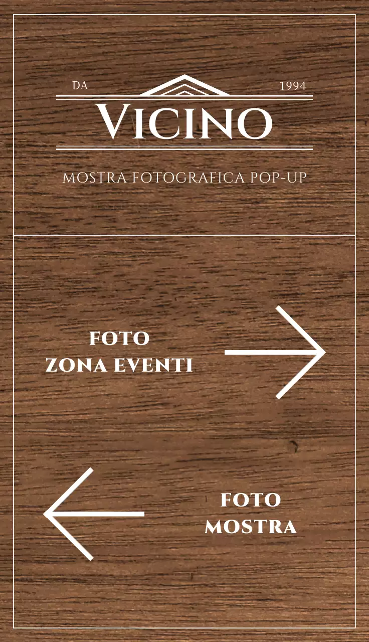 Segnaletica di orientamento per la mostra fotografica pop-up dell'impresa sociale bianca