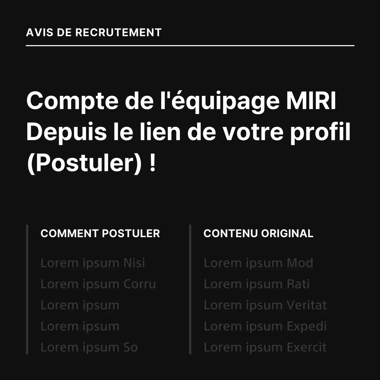 Une simple offre d'emploi en noir et bleu