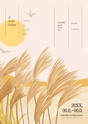 Werben Sie für ein einfaches Schilf-Festival in Gelb und Beige