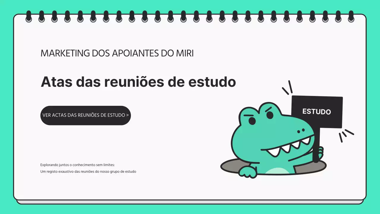 Apresentação de reunião de estudo minimalista em menta e preto