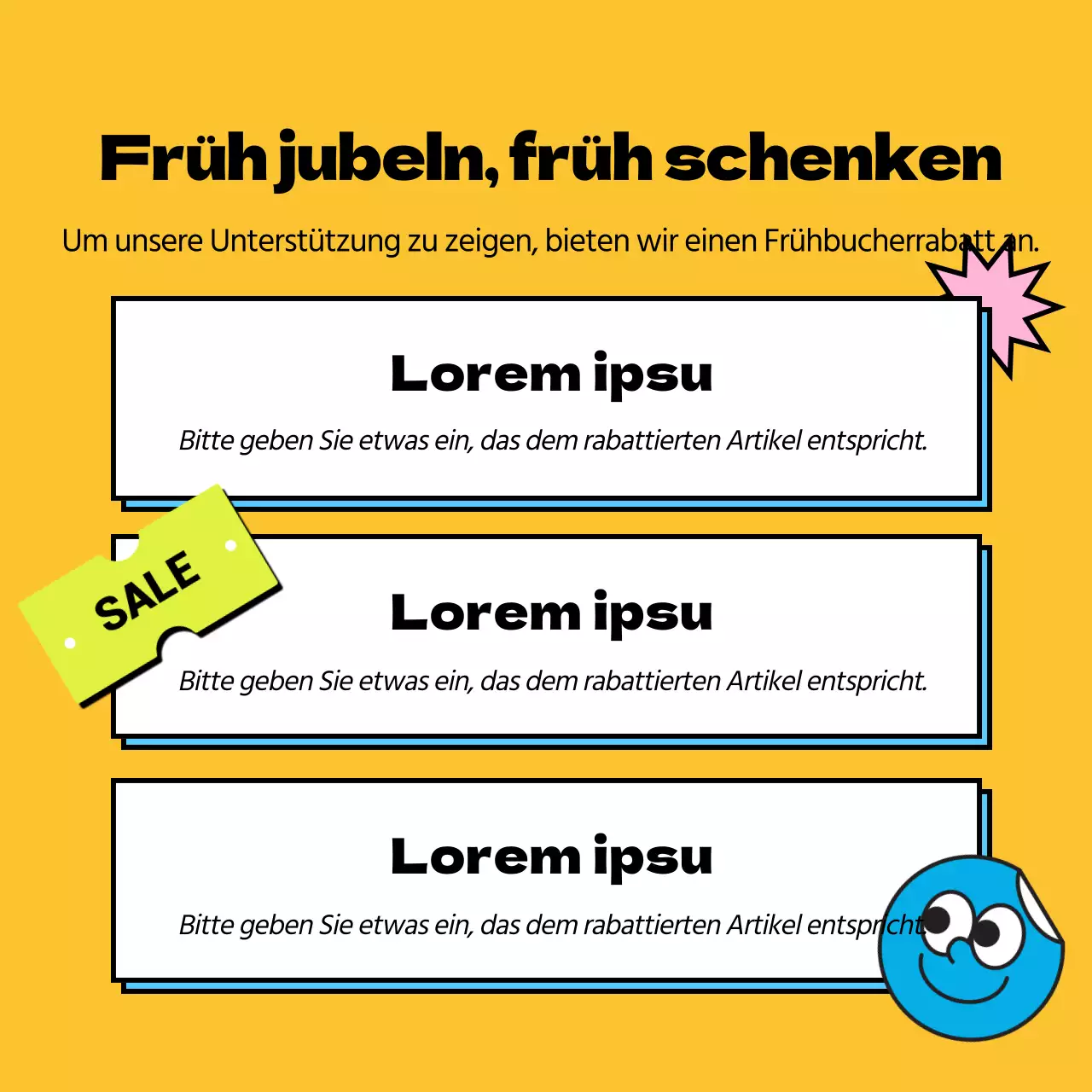 SATs-Geschenkvorschläge im Pop-Art-Stil in Gelb und Grün