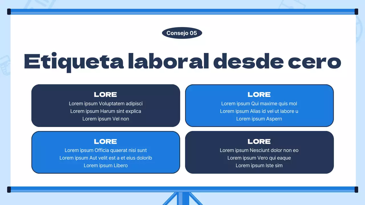 Moderno material de formación para nuevos empleados con fondo azul claro