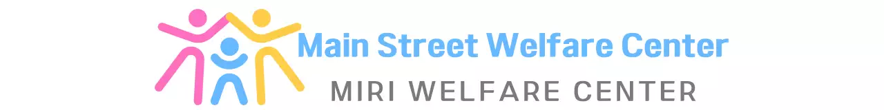 Logo publik dari sebuah pusat kesejahteraan dalam sebuah ilustrasi keluarga