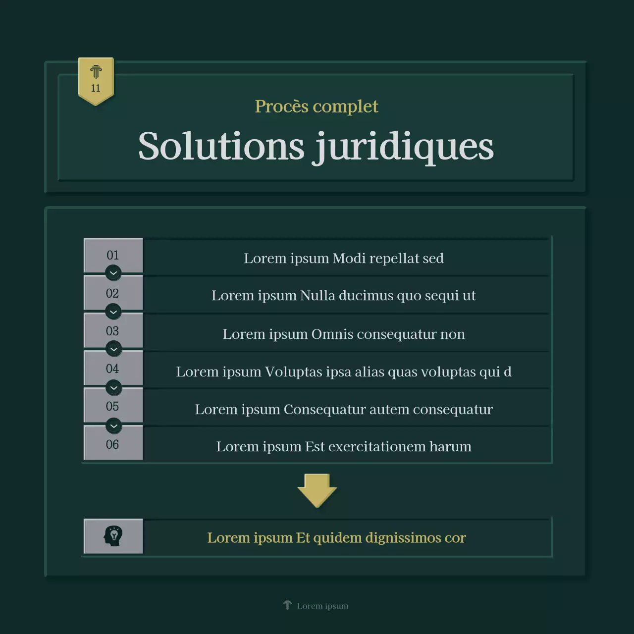 Profil simple d'un cabinet juridique en vert et jaune
