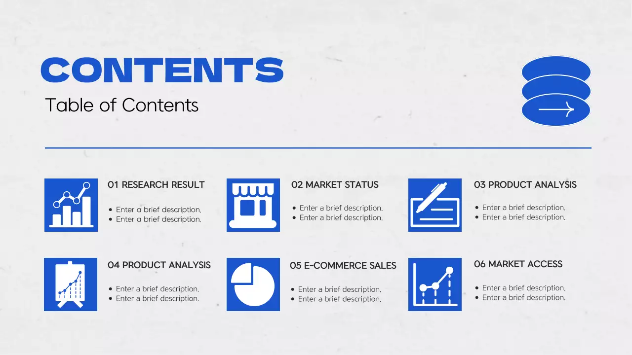 회색과 파랑의 미니멀한 시장조사 보고서