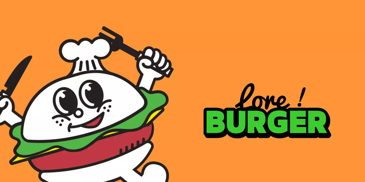 Heathertack's orange-grüne handgefertigte Burger-Markenartikel