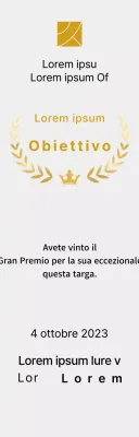 Targa per il vincitore del concorso con illustrazione delle linee di alloro e della corona