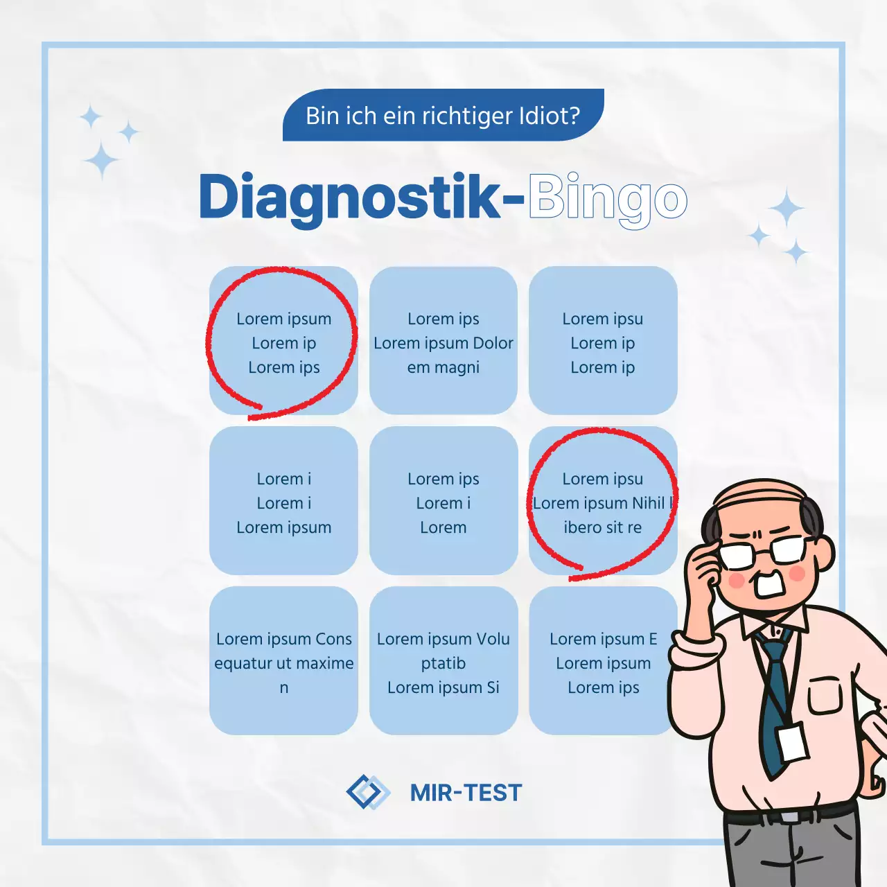 Eine kitschige, blau-weiße Umfrage