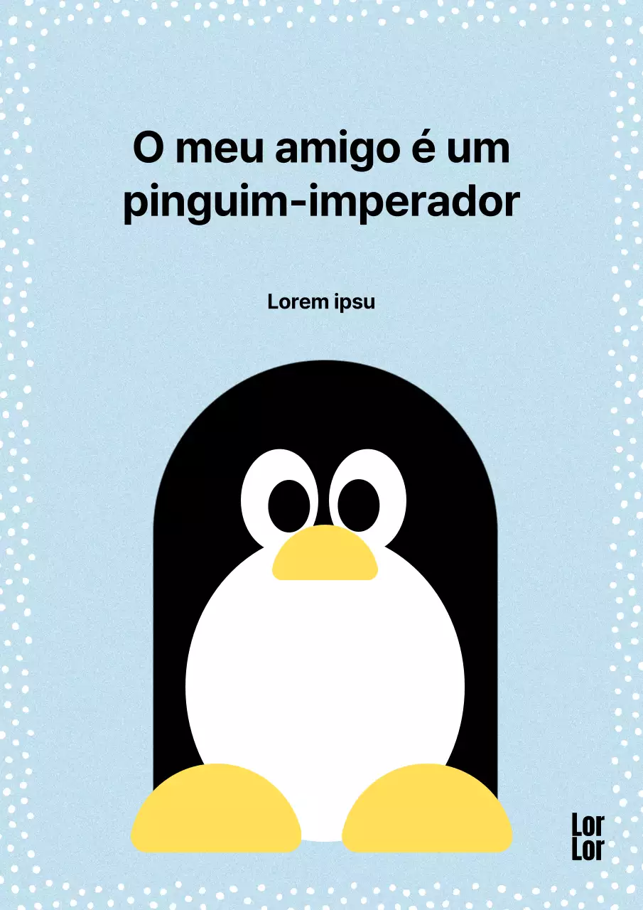 Capa do ensaio de observação do pinguim-imperador minimalista azul claro