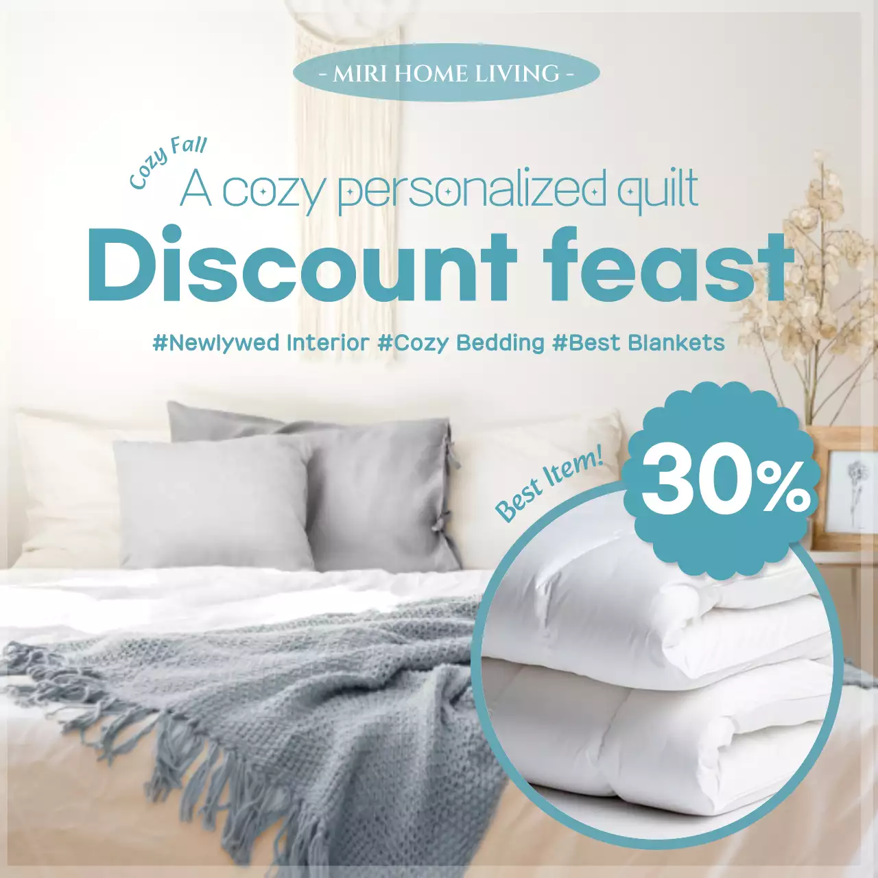 Grey Modern Bedding Promotion Social Media Post