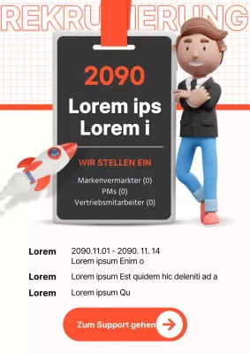 Eine einfache orange-weiße Stellenanzeige