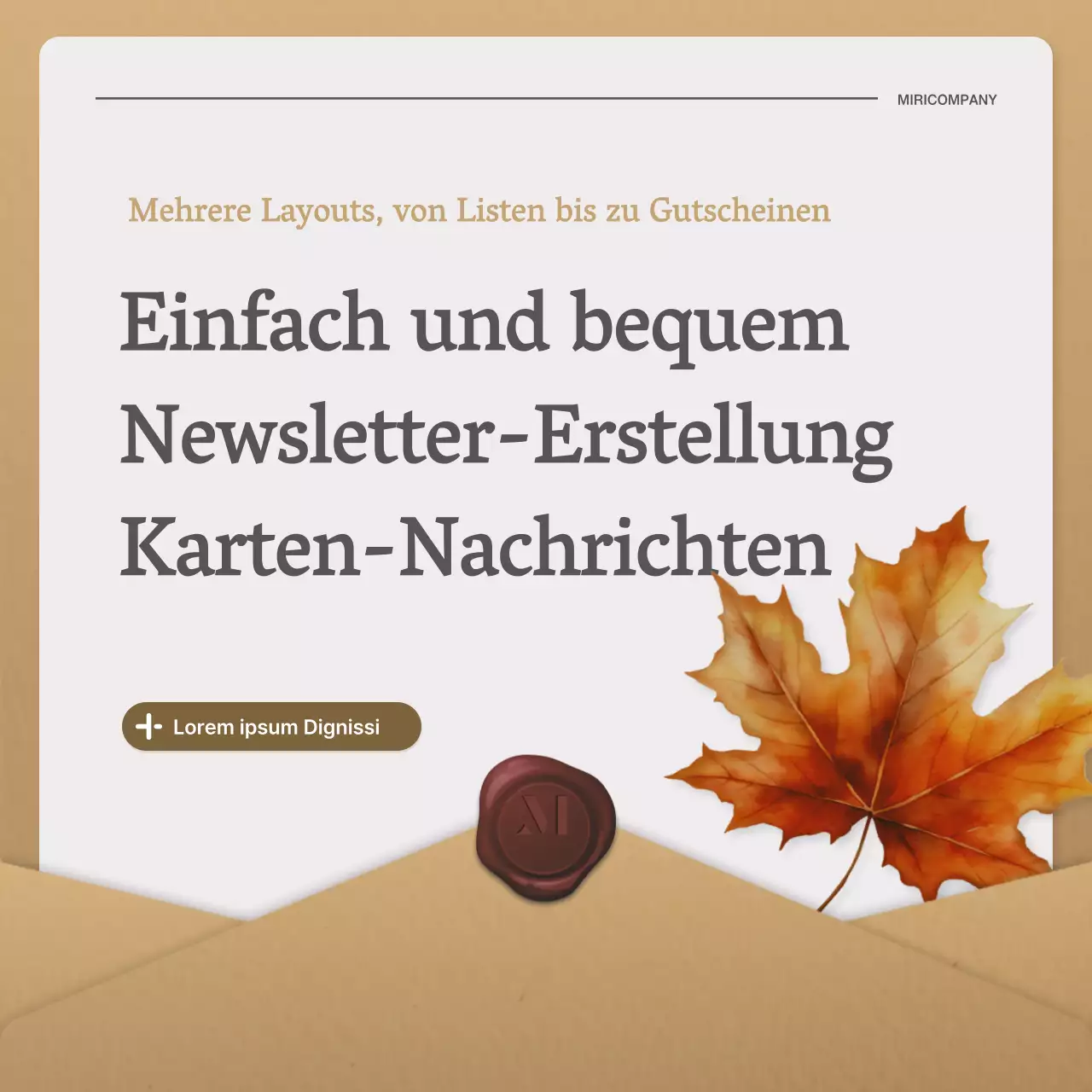 Ein einfacher Herbstbrief in Beige und Braun Newsletter Post