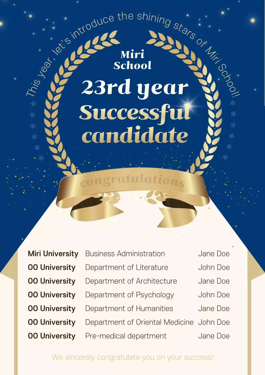 Blue Elegant Graduation Announcement Poster