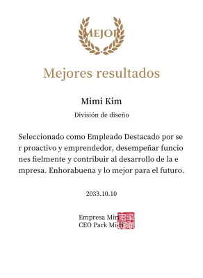 Lujosa placa de agradecimiento con laureles y sello dorados