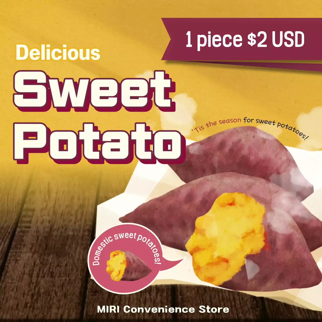 Yellow Retro Food Promotion Social Media Post