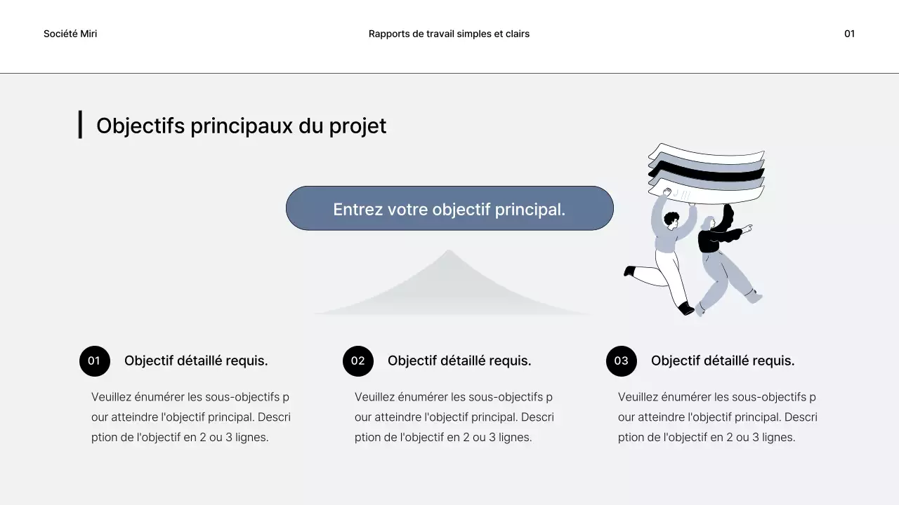 Rapports d'activité simples en gris et noir