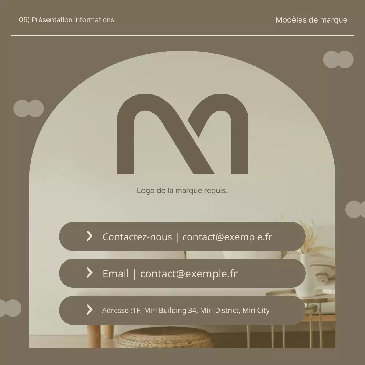 Promouvoir un kit de marque intérieur simple en kaki et beige