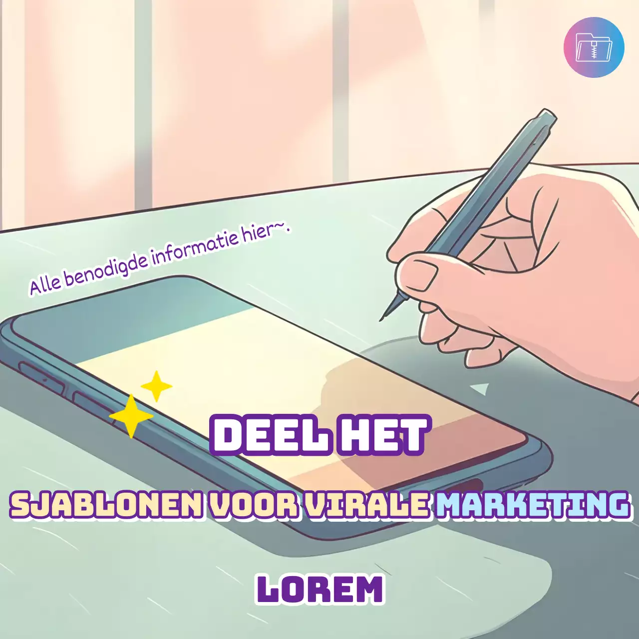 Trendy virale marketing layout voorstel in paars en ivoor