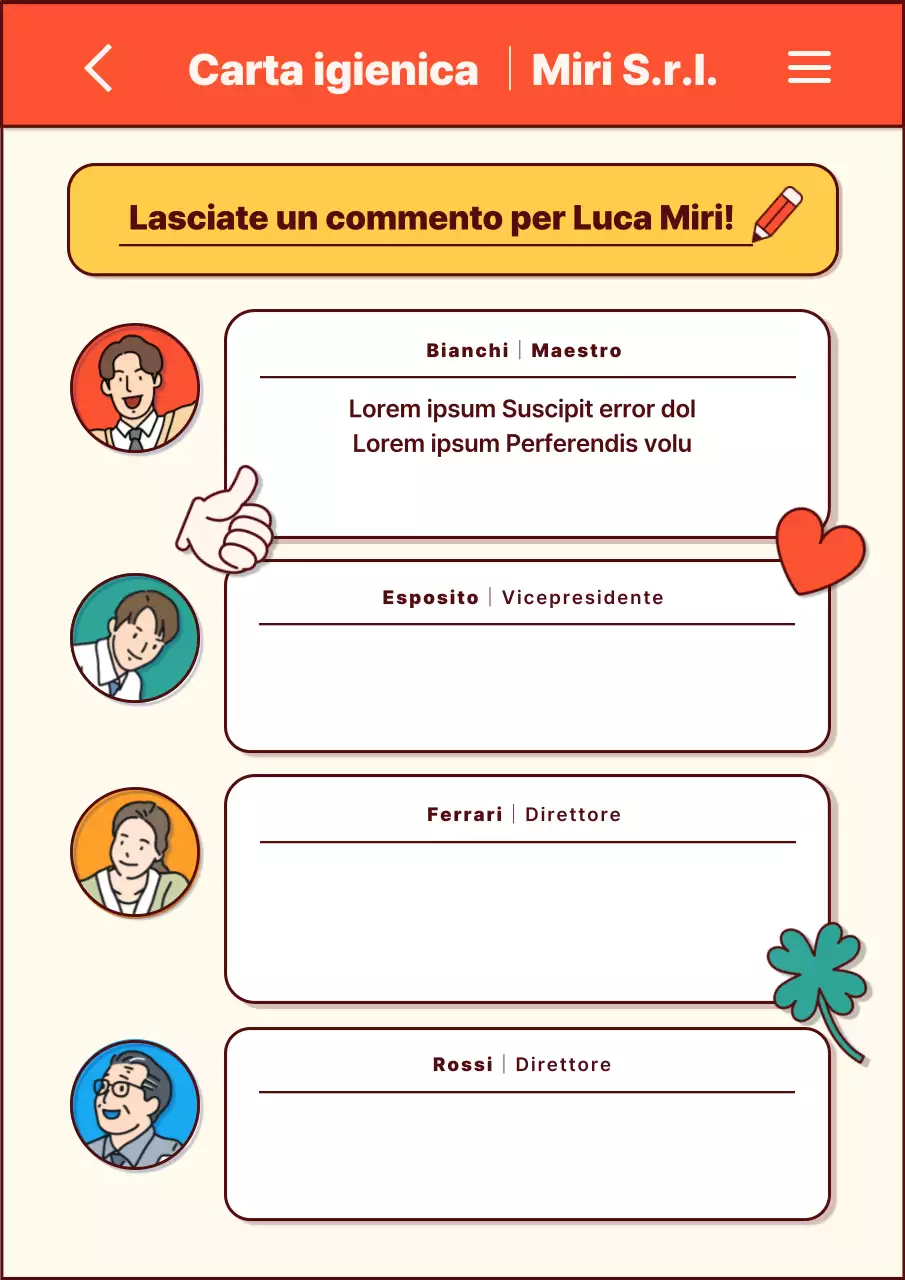Carta da rotolo aziendale con un tocco di arancione e giallo