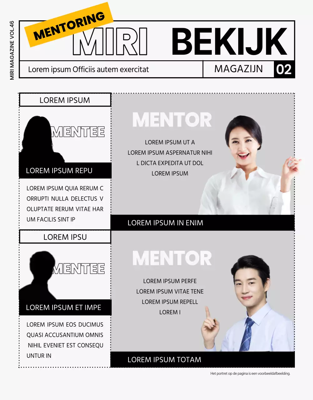 Modern bedrijfsmagazine in grijs en zwart