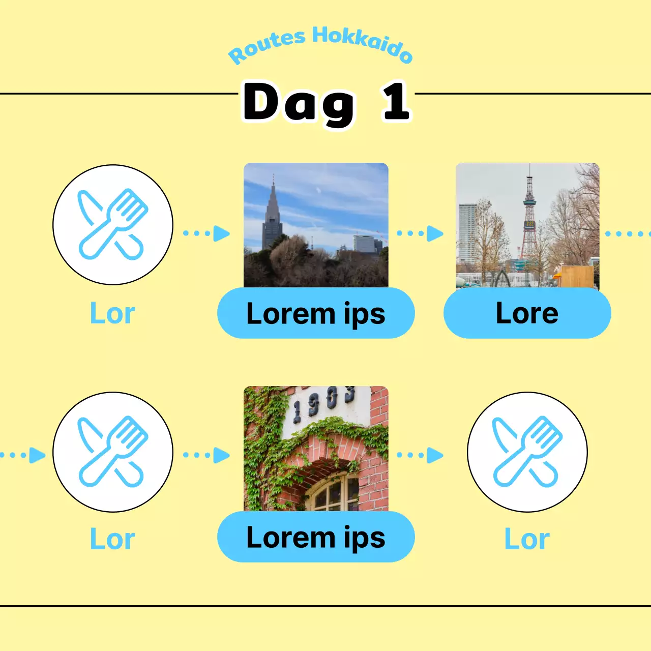 Reistips voor overzeese reizen in geel en lichtblauw