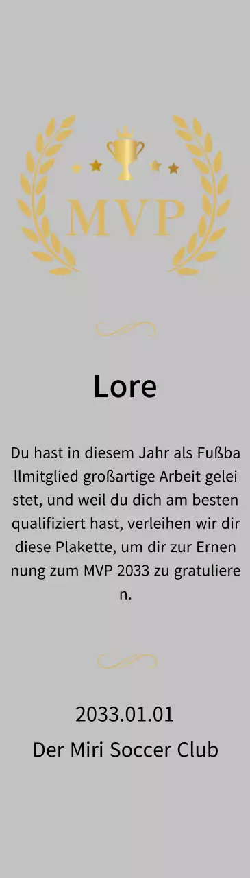 Luxuriöse Meisterschaftsplaketten mit goldenen Lorbeeren und Trophäen