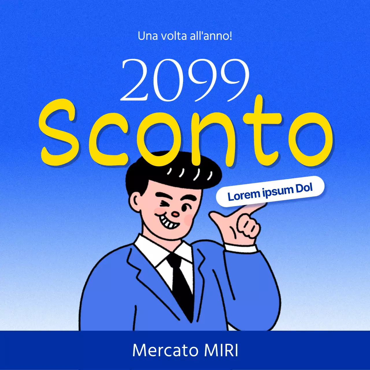 Promuovere una parodia degli annunci di sconti blu e gialli