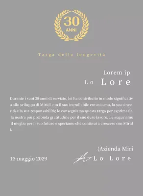 Concetto di targa aziendale di lungo servizio con simbolo dell'alloro