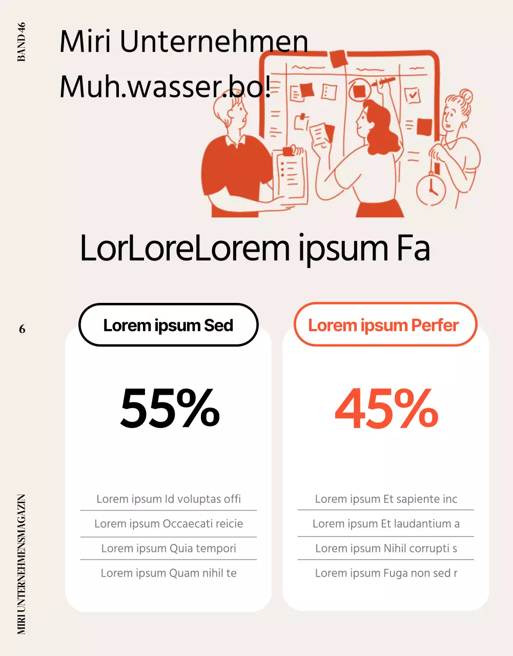 Eine hübsche orange-beige Firmenzeitschrift