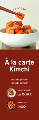 Förderung des Kimchi-Verkaufs durch Hervorhebung von Bildern von Kimchi auf rotem Hintergrund