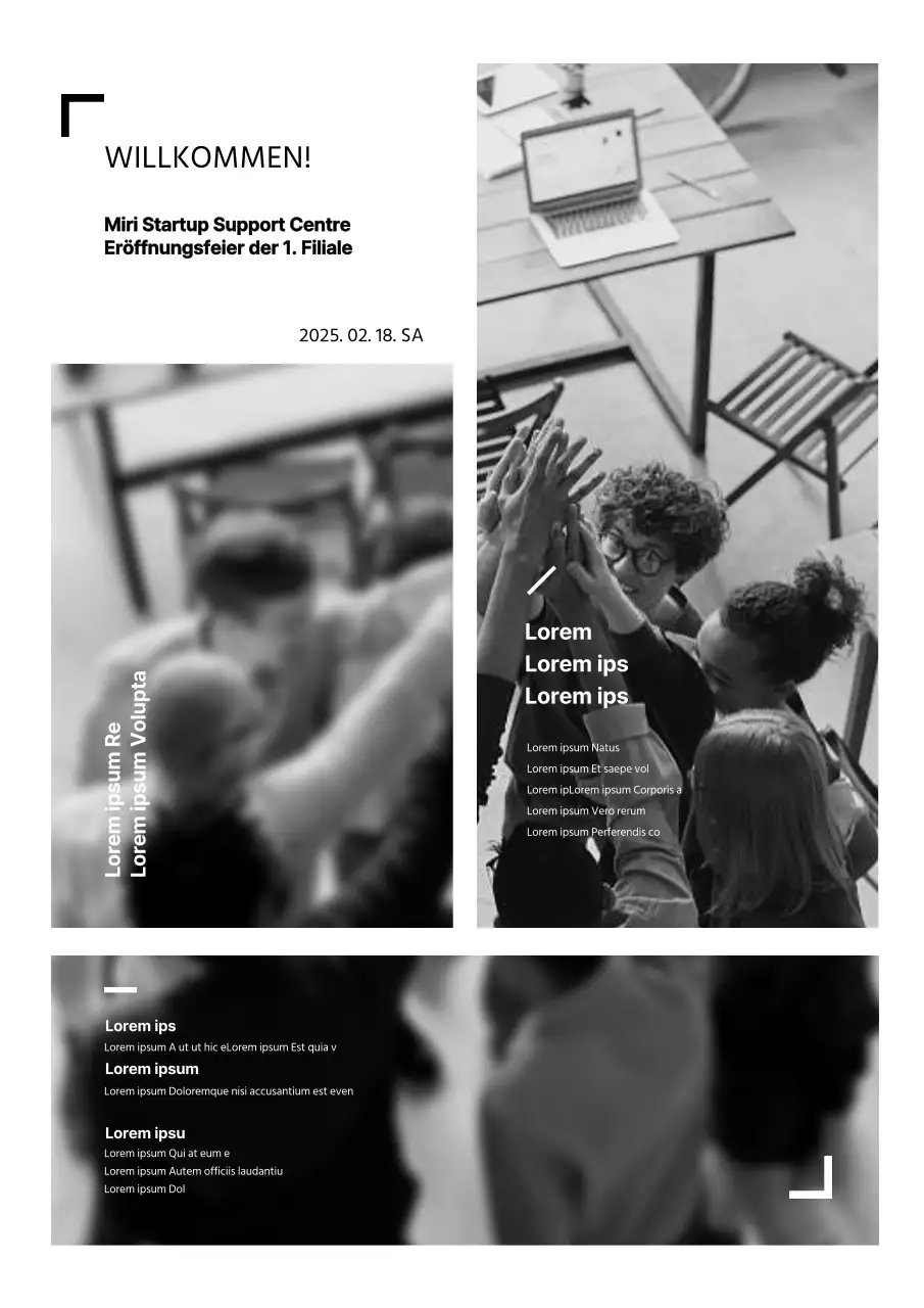 Modernes schwarz-weißes Werbeplakat für einen Inkubator